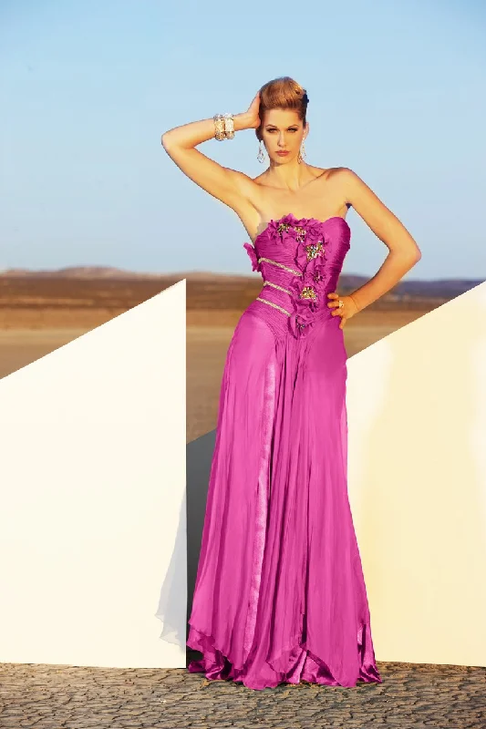 Super Bargain MNM COUTURE Fabulous Sweetheart Floral Accent Gown 6902 - 1 pc Fuschia In Size 18 Available