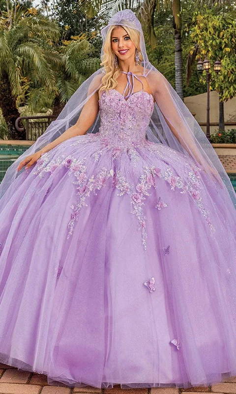 Fantastic Deals Dancing Queen 1858 - Floral Sheer Cape Gown