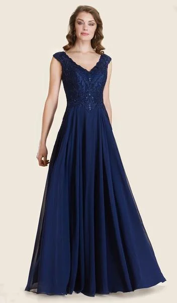 Savings Event Rina Di Montella - Embroidered Fitted A-Line Evening Gown RD2613 - 1 pc Navy In Size 10 Available