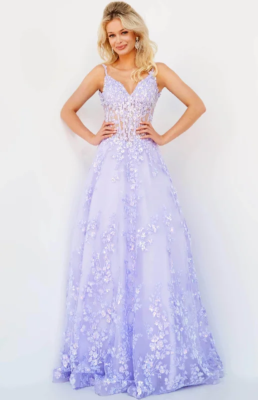 Weekend Deal Jovani 63170SC - Applique Corset A-Line Prom Dress