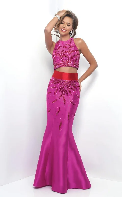 Limited Stock Blush by Alexia Designs - 11319 Jewel Toned Jewel Mikado Trumpet Gown