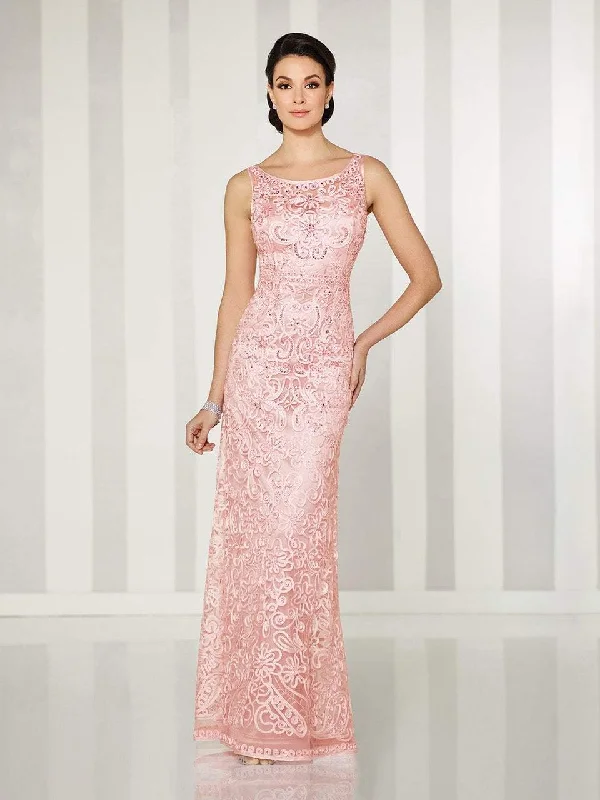 Limited Edition Cameron Blake - 115604 Bateau Illusion Long Evening Gown