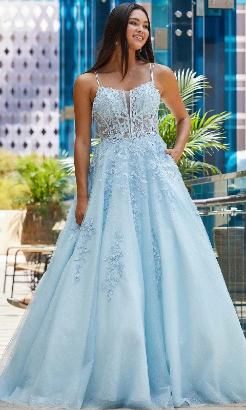 YEAR-End Sale Amarra 88609 - Scoop Neck Appliqued Ballgown