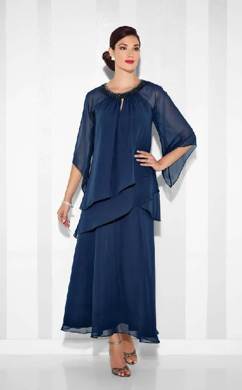 Epic Deals Cameron Blake by Mon Cheri - Three-Piece Chiffon Set 117625W - 1 pc Navy in Size 22W