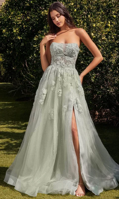 Hurry In Andrea and Leo A1346 - Scoop Floral Appliqued Evening Dress