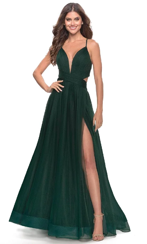 Discount Extravaganza La Femme 31347 - Ruched Side Cutout Evening Dress