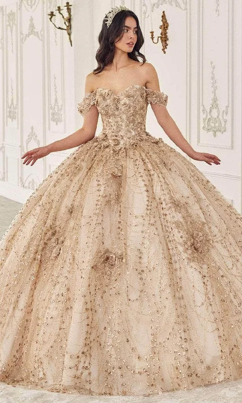 Stock Clearance Ladivine 15712 - Glitter Off Shoulder Ballgown
