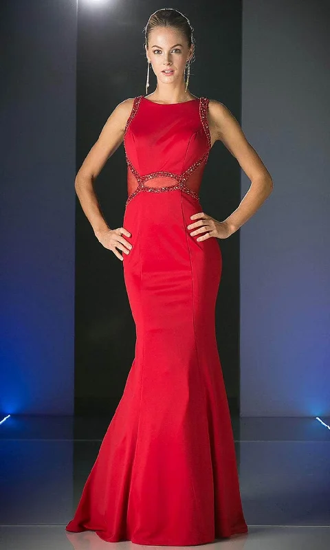 Super Sale Ladivine CD495 - Sleeveless Sheer Back Trumpet Dress