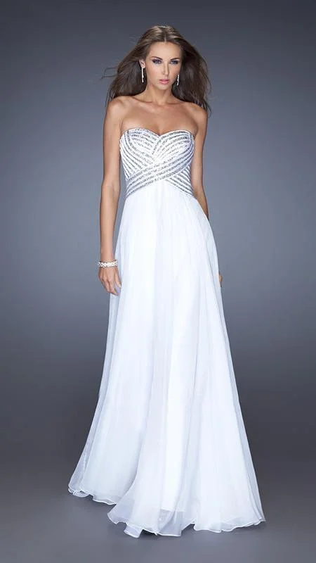 Clearance Sale La Femme 19321 Strapless Sequined Crisscross Motif Gown