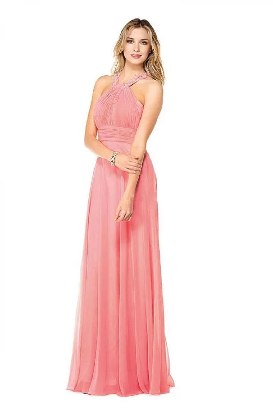 Take Advantage Colors Dress Crystal High Halter Shirred Chiffon Gown G183 - 1 pc Blush In Size 16 Available