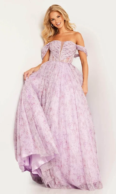 The Best Prices JVN by Jovani JVN36581 - Floral Off-Shoulder Ballgown