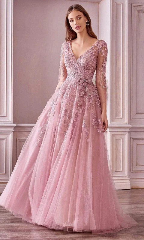 New Deals Andrea and Leo A0988 - Floral V-Neck Evening Dress