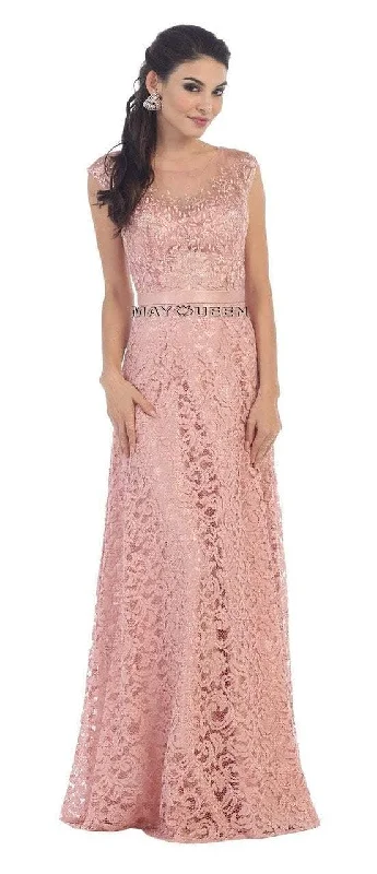 Quick Sale May Queen Embellished A-Line Long Dress in DustyRose MQ1219