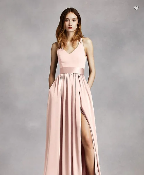 Exclusive Online Offer Vera Wang White V Neck Halter Gown with Sash/VW360214