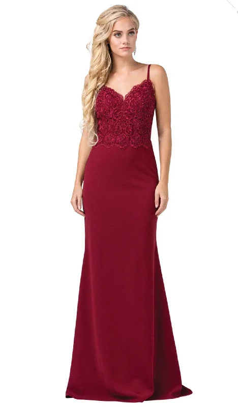 Markdowns Dancing Queen - 2620 Lace V-neck Trumpet Dress
