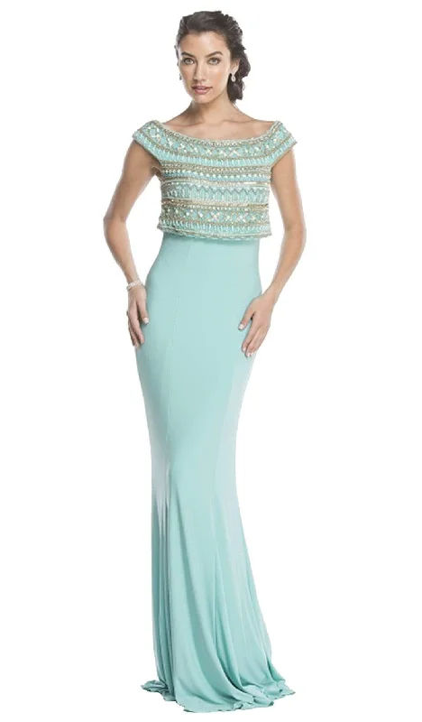 Last Chance Aspeed Design - Bedazzled Bateau Neck Fitted Prom Dress