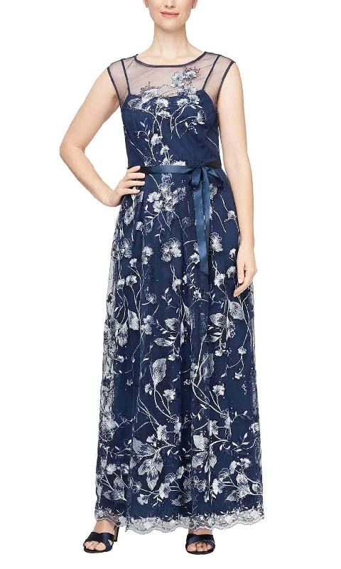 Steals and Deals Alex Evenings 81171482 - Illusion Neckline Embroidered Dress