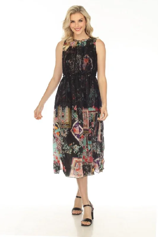 Johnny Was Elderberry Lace Printed A-Line Midi Slip Dress Boho Chic C30423