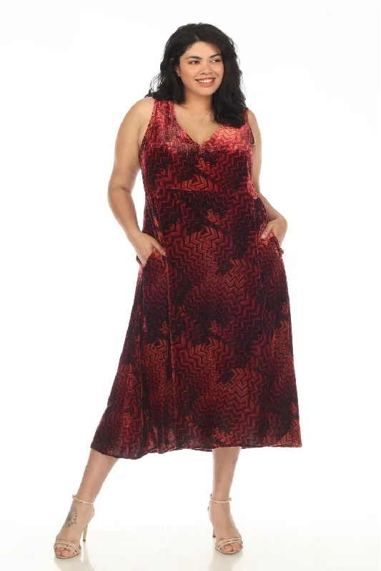 Johnny Was JWLA Belle Velvet Geometric Sleeveless Tank Dress Plus Size J36622