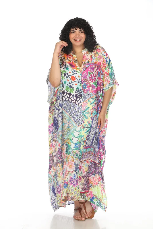 Johnny Was Loci Patchwork Swim Cover-Up Kaftan Dress Plus Size CSW7322ANX