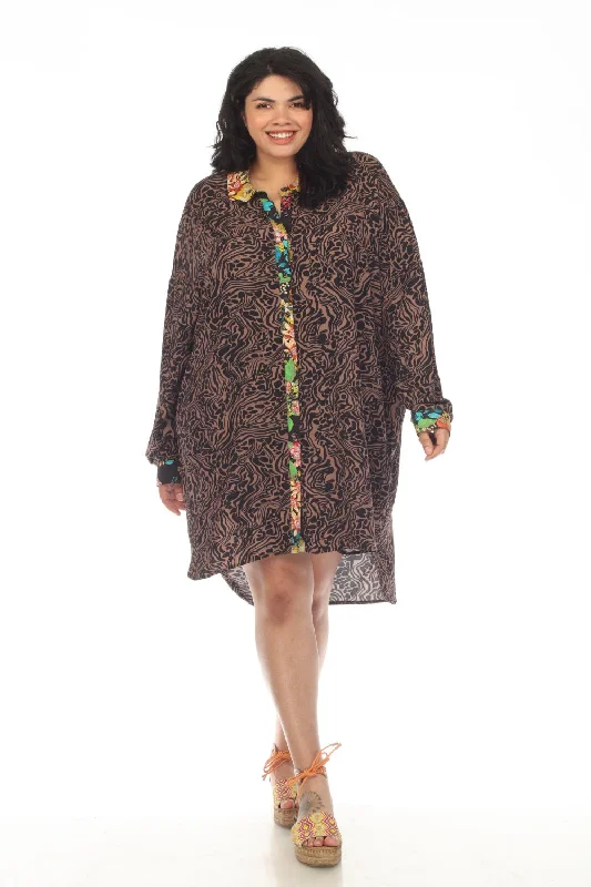 Johnny Was Millo Wild Midi Shirt Swim Cover-Up Dress Plus Size CSW7622-DX