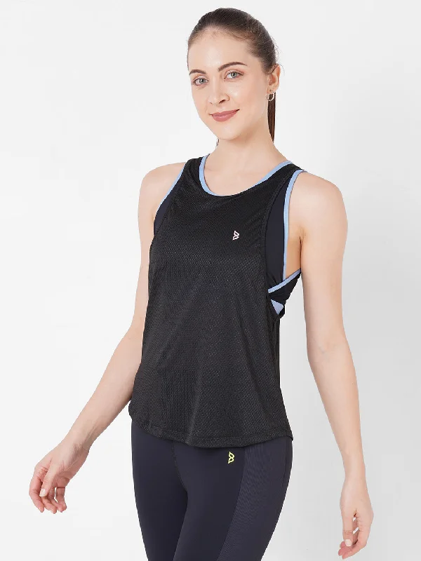 Black And Blue Holo Sports Bra + Tank