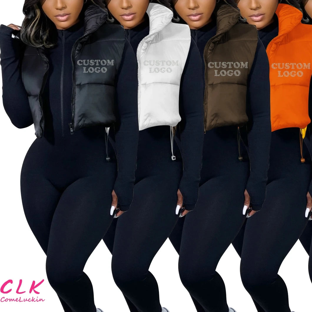 Online Only Custom Logo Hot Sale Solid Colors Bubble Zipper Sleeveless Up Fleece Short Vest Winer Puffer Down Jacket Women Online Only Custom Logo Hot Sale Solid Colors Bubble Zipper Sleeveless Up Fleece Short Vest Winer Puffer Down Jacket Women