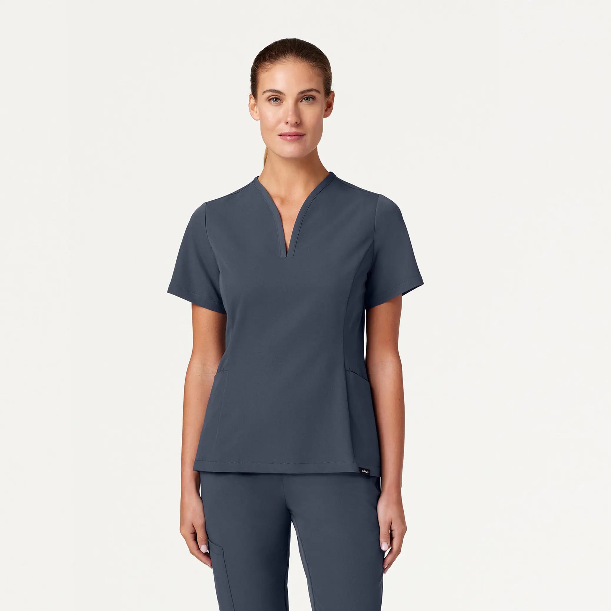 Jaanuu Women's Calix Fit & Flare Scrub Top - Carbon Gray