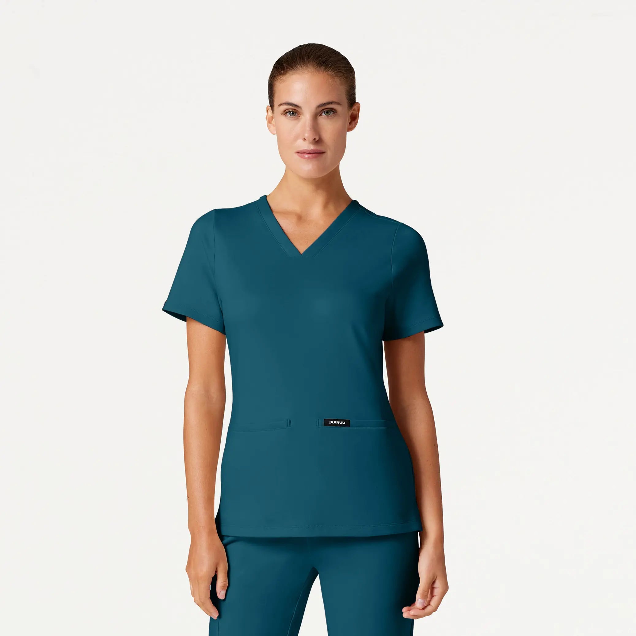 Jaanuu Women's Cesi Slim ULTRAsoft Scrub Top - Caribbean Blue