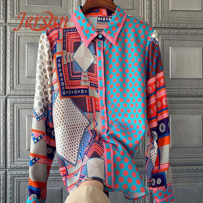 Popular Printed Heavyweight Silk Blouse For Women's Spring 2022 Fashion Multi-match Long-sleeve Silk Blouse For Women