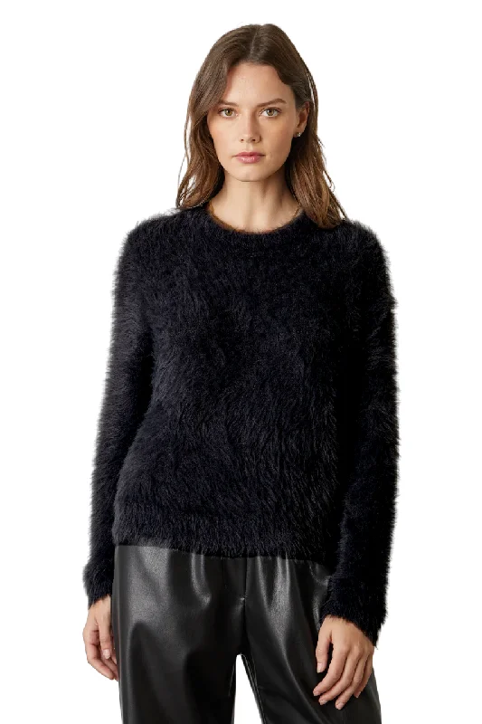 Sneak Peek Sale Ray Feather Yarn Sweater - Black