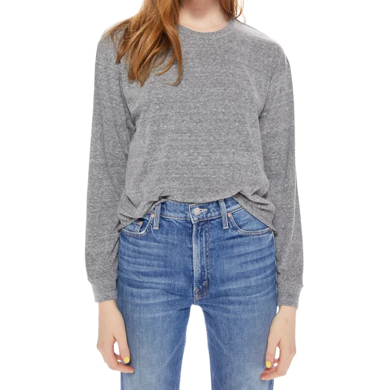 The Long Sleeve Slouchy Cut Off - Heather Grey