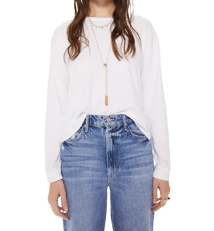 The Long Sleeve Slouchy Cut Off - White