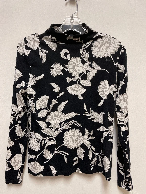 Mega Sale Top Long Sleeve By Ann Taylor In Black & Grey, Size: S