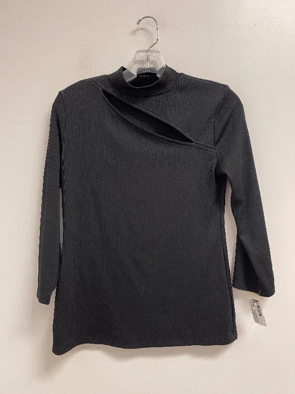 Top Long Sleeve By Carmen By Carmen Marc Valvo In Black, Size: S