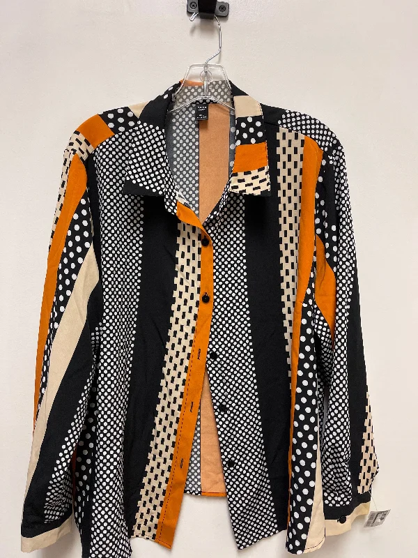 Bonus Savings Top Long Sleeve By Shein In Black & Orange, Size: 2x