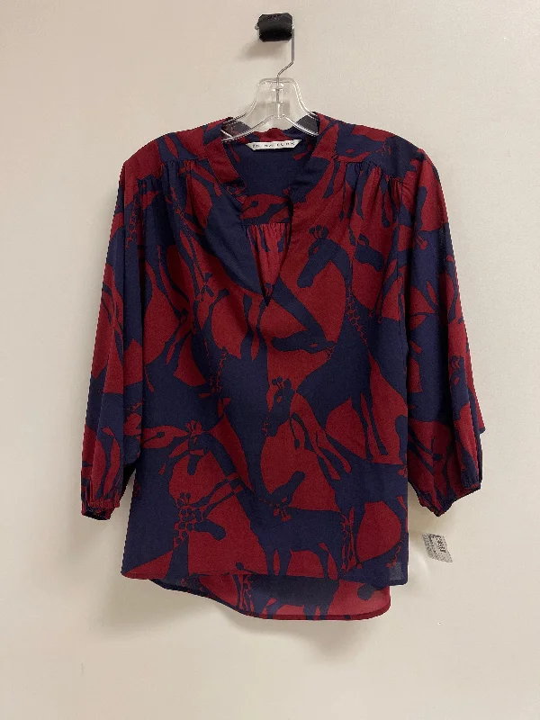 Huge Discounts Top Long Sleeve By Trina By Trina Turk In Blue & Red, Size: M