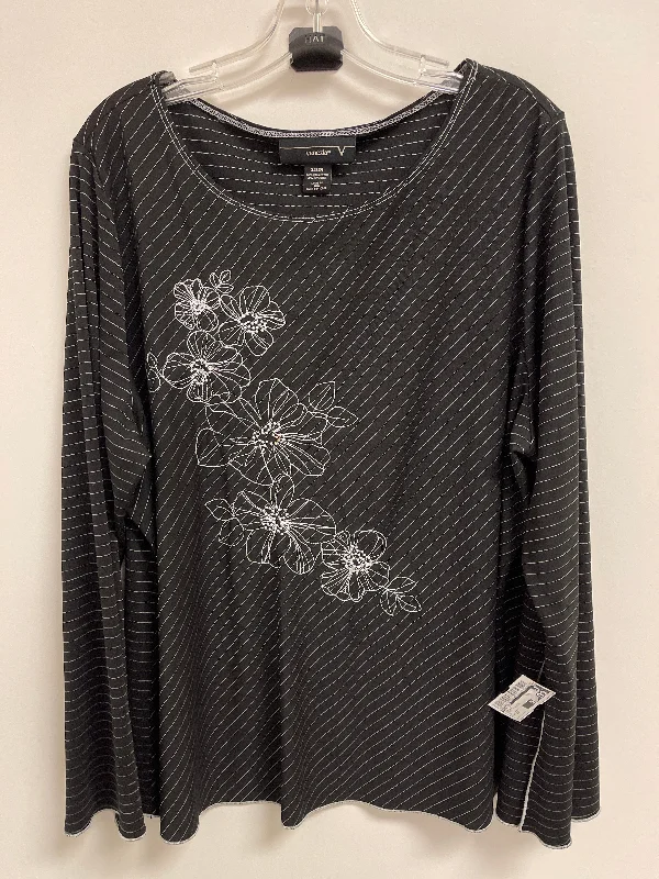 Unmissable Offer Top Long Sleeve By Venezia In Black & White, Size: 3x