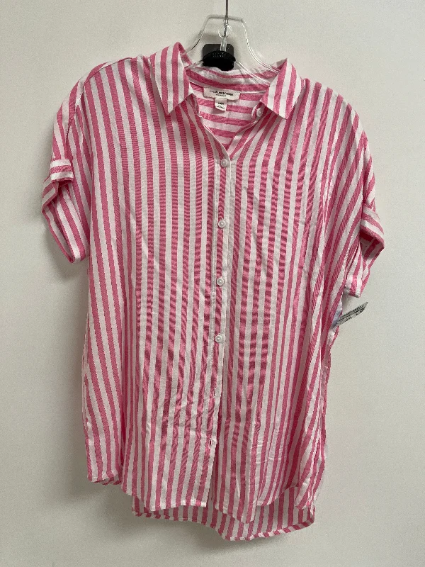 Super Deal Top Short Sleeve By Beachlunchlounge In Pink & White, Size: M