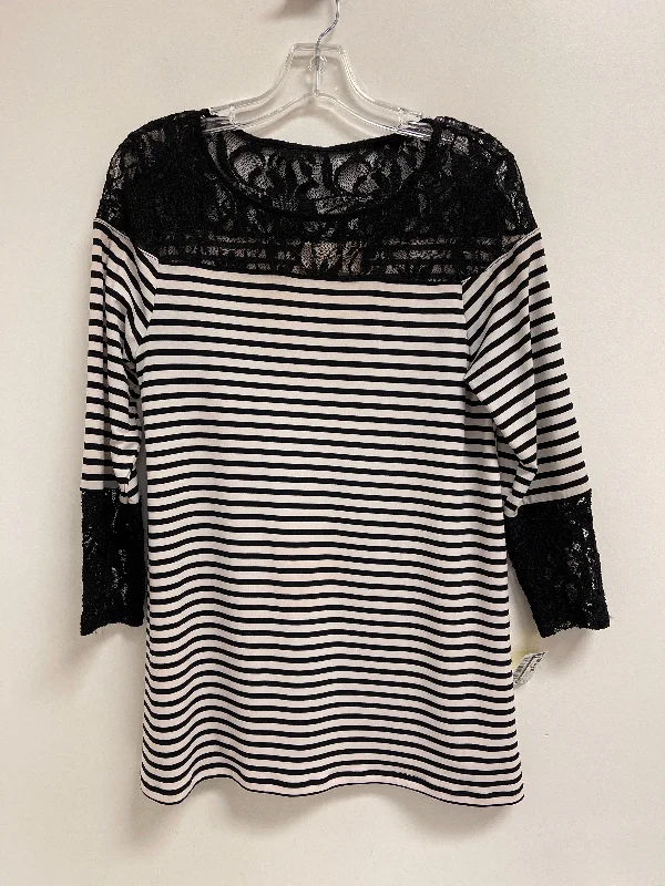 Tunic Long Sleeve By Chicos In Black & White, Size: S