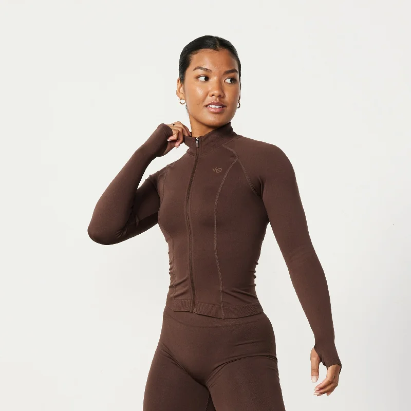 Epic Deals Vanquish Elevate Seamless Coffee Brown Zip Front Jacket
