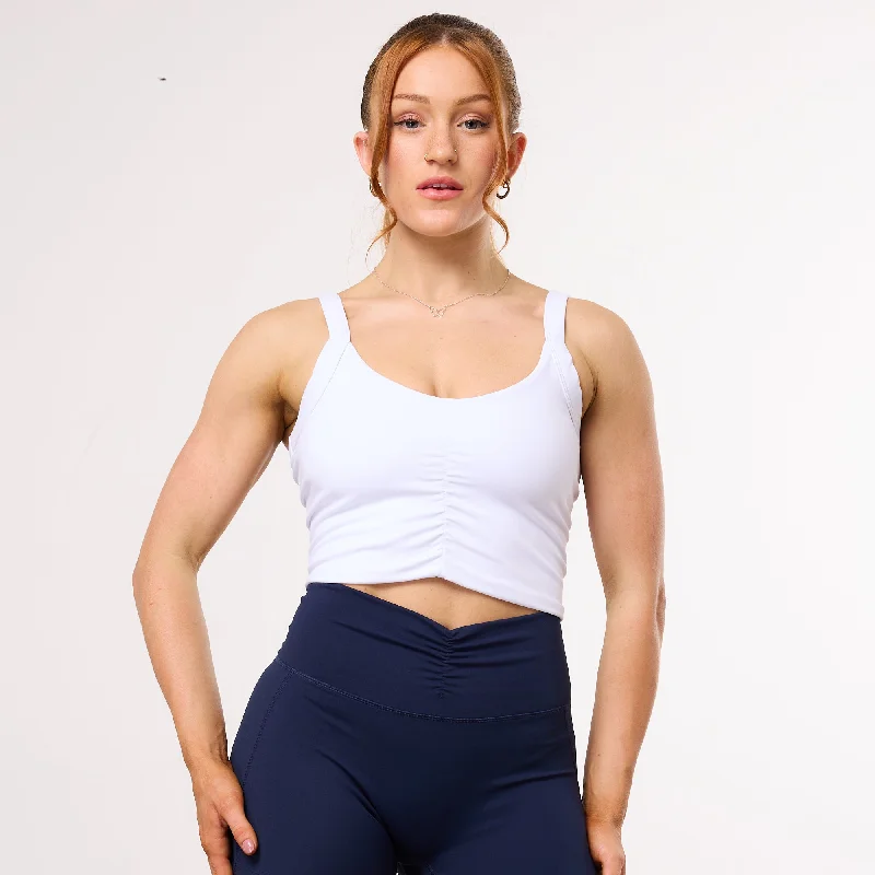 Bargain Prices Vanquish Enhance Wimbledon White Ruched Vest