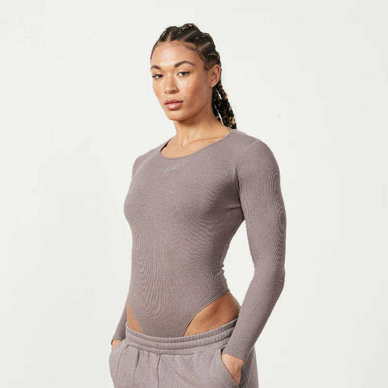 New Markdowns Vanquish Restore Cinder Brown Long Sleeve Ribbed Bodysuit
