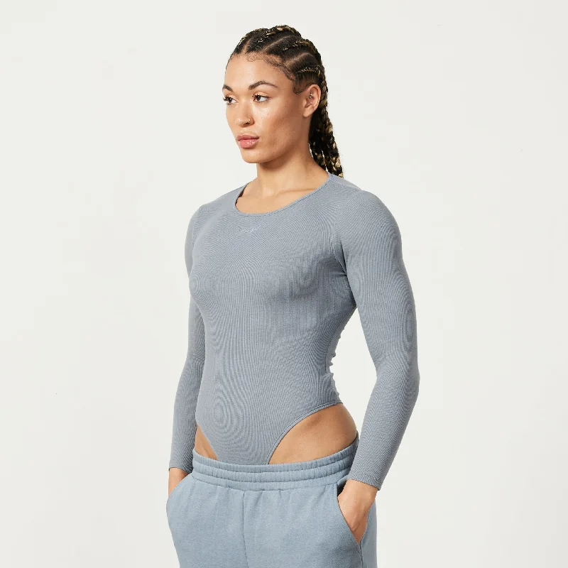 Great Deals Vanquish Restore Slate Grey Long Sleeve Ribbed Bodysuit