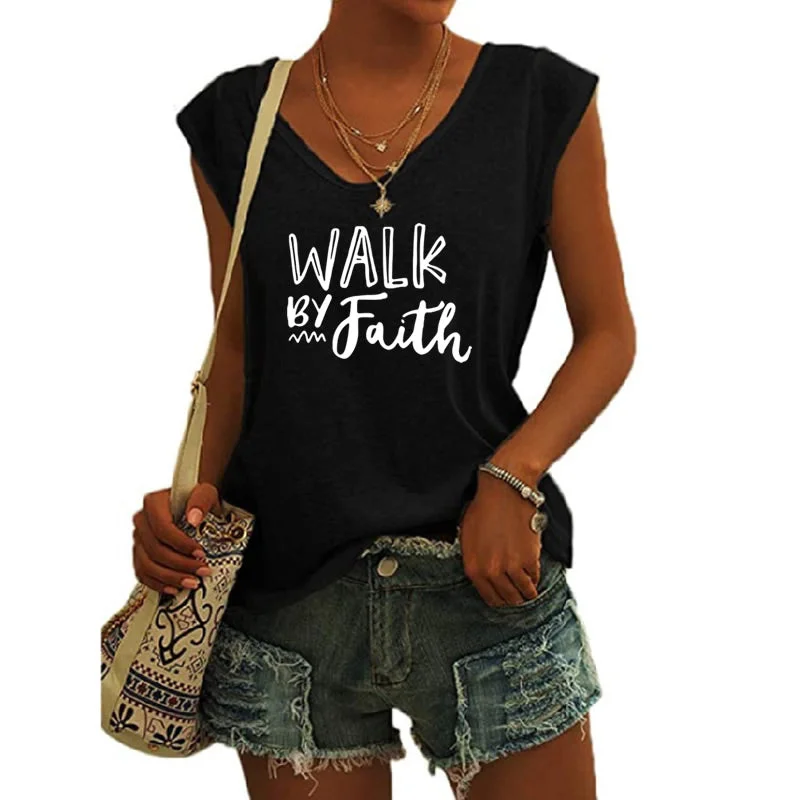 WALK faith Blessed shirts for women drop  t-shirts american clothing tshirts with tshirt custom logo printed y2k cotton shirt