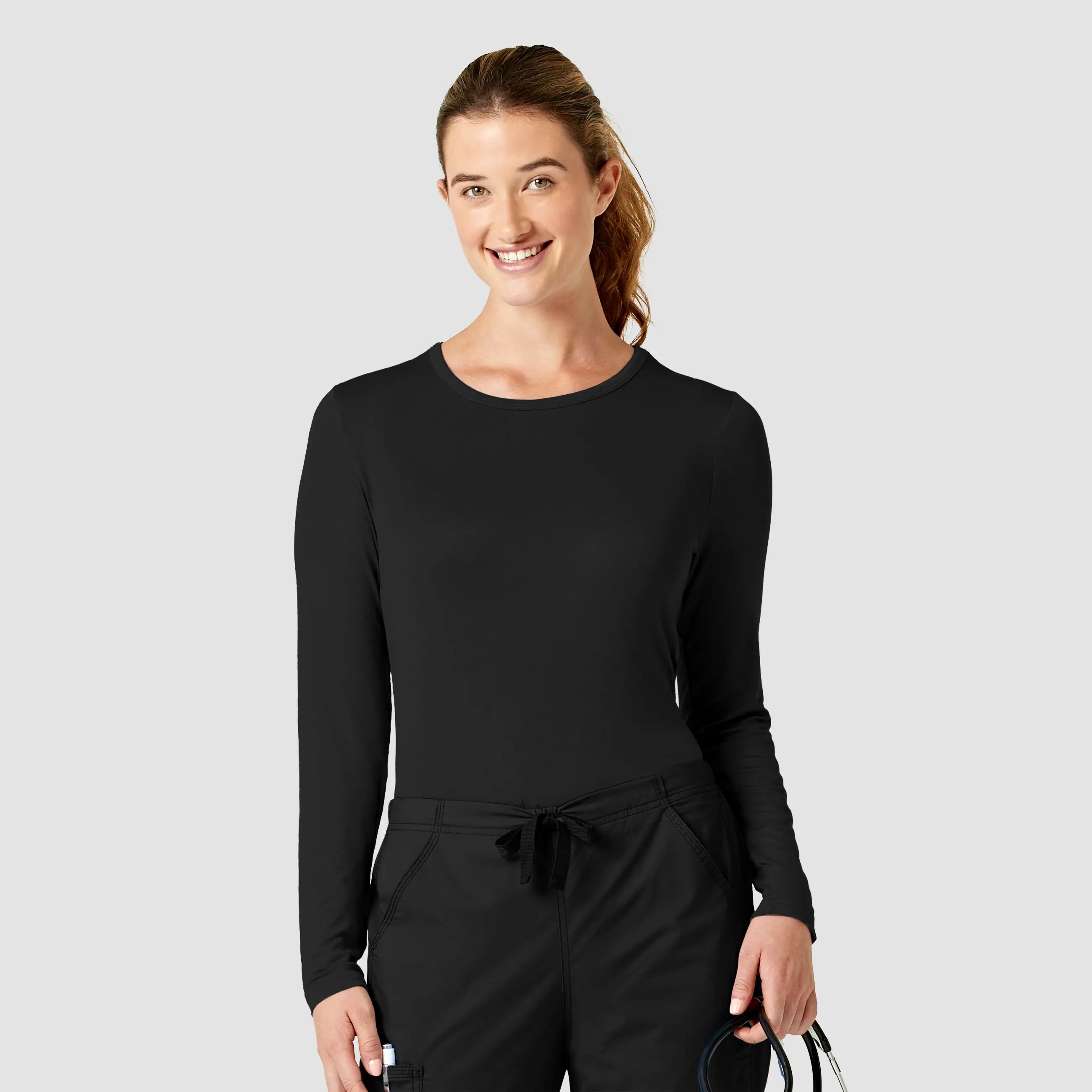 Hurry In Wink Women's Long Sleeve Silky Tee - Black