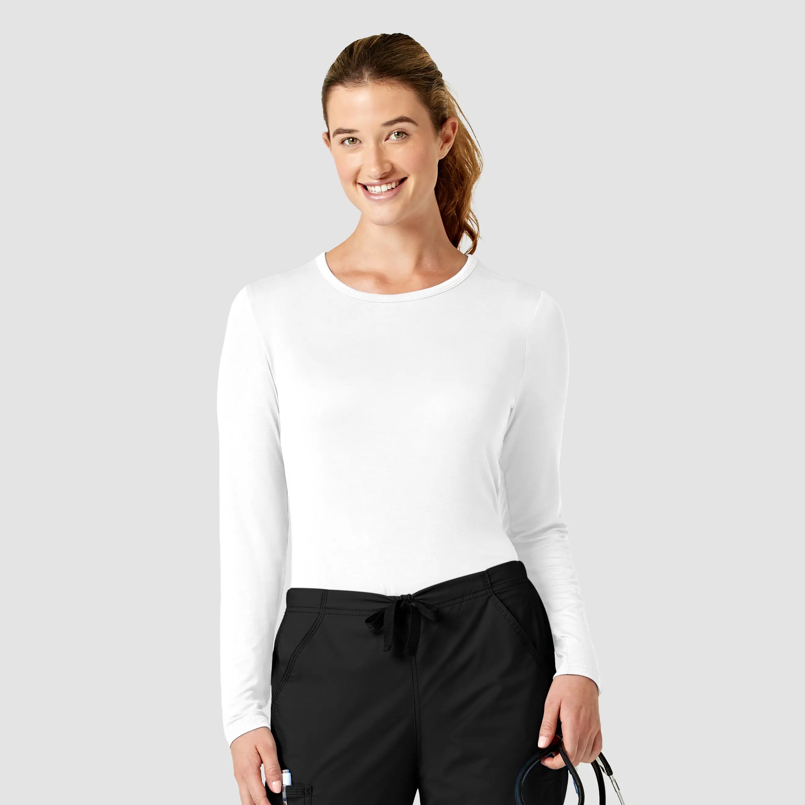 Can't Miss Wink Women's Long Sleeve Silky Tee - White