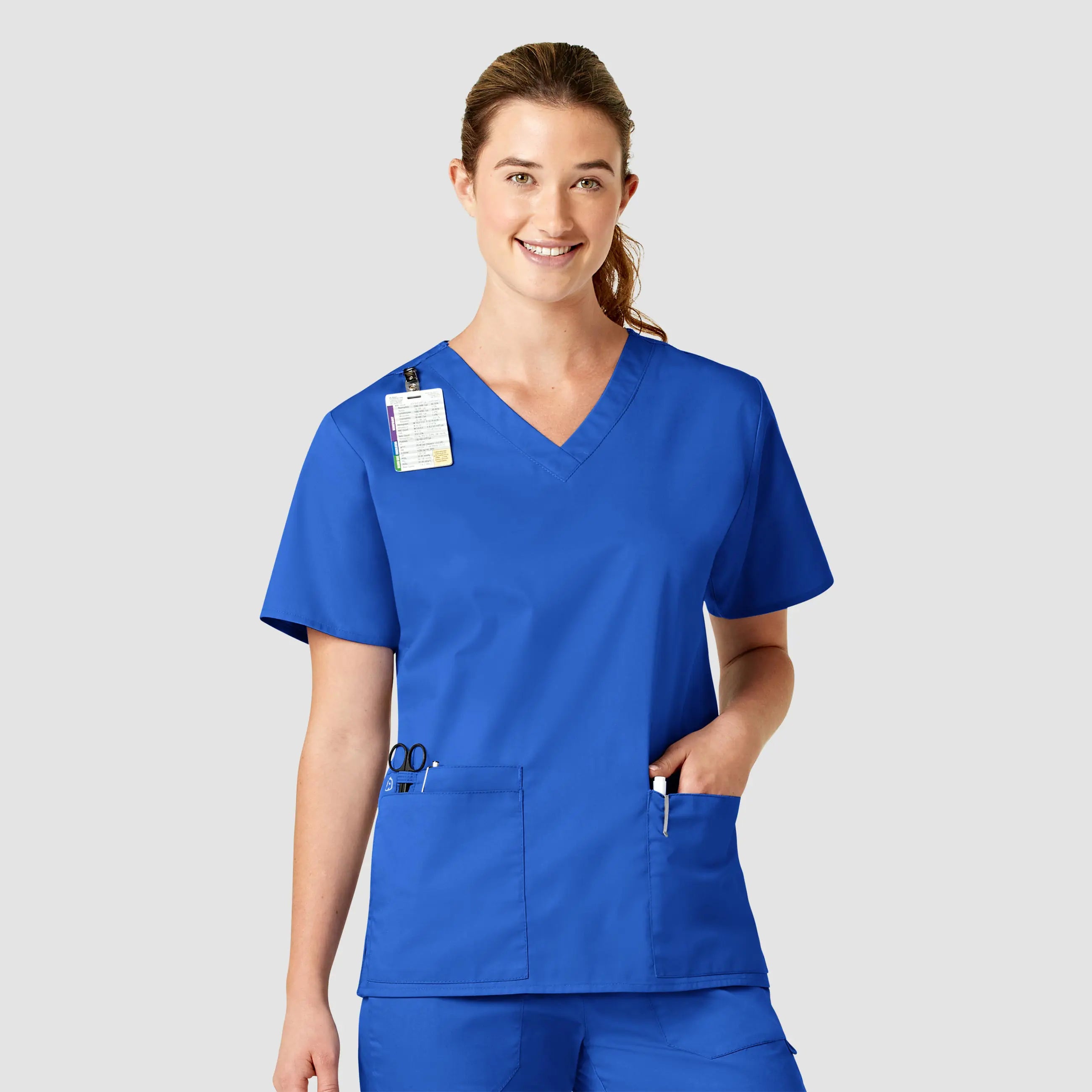 Wink Women's WonderWORK V-Neck Scrub Top - Royal Blue