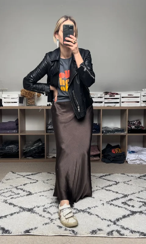 Pilar satin skirt in mocha