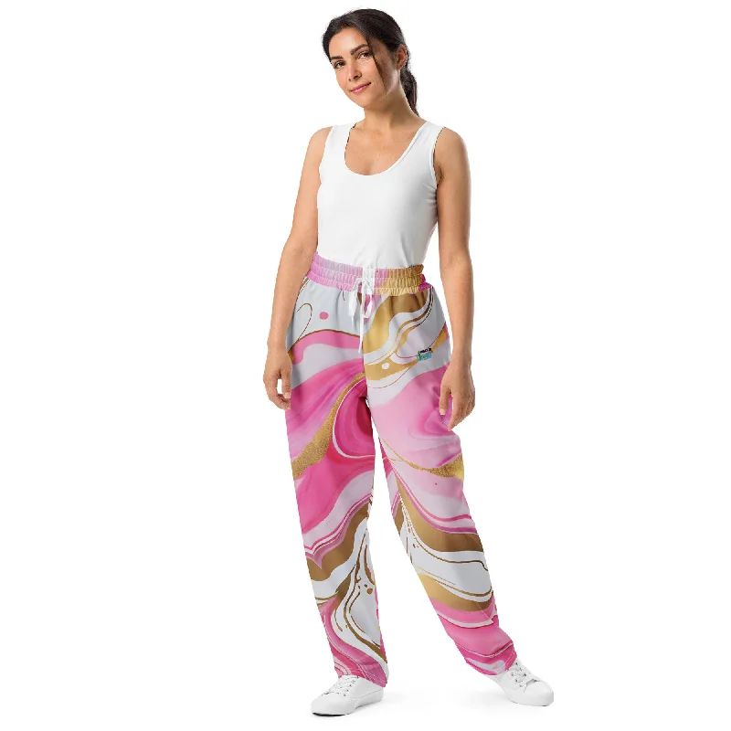 Queen Swish Pink and Gold Wide-leg joggers